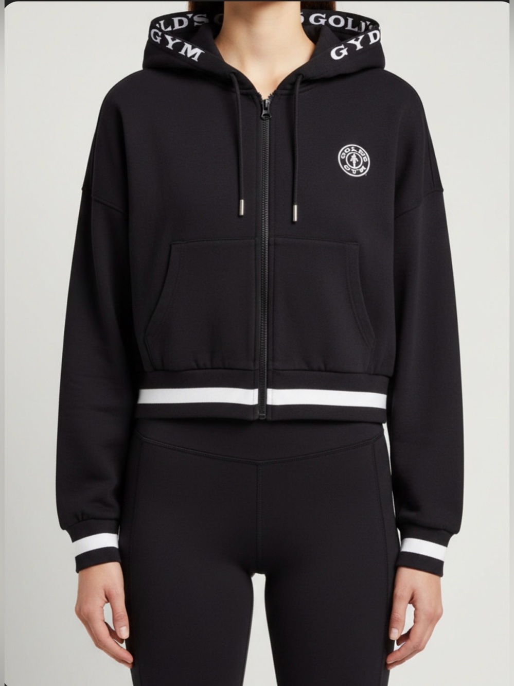 Gold's Gym Black Cropped Zip Hoodie